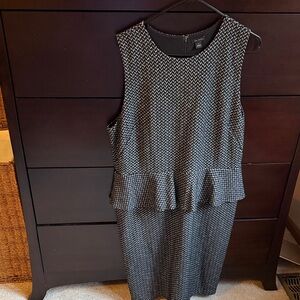 Ann Taylor Black and White Textured Midi Dress